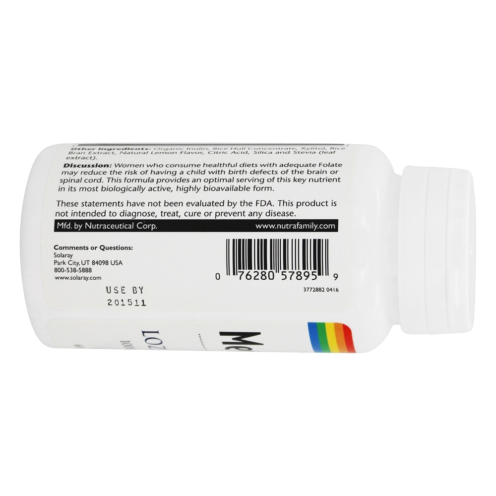 Metilo Folato Limão 1000 mcg. - 60 Pastilhas Solaray - Imagem 4