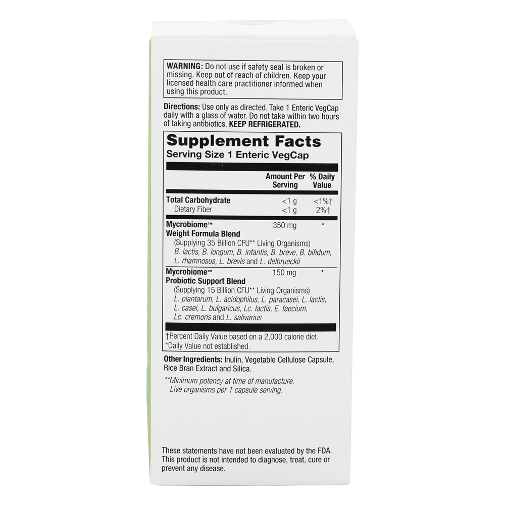 Mycrobiome Probiotic + Prebiótico Inulina Peso Fórmula 50 Bilhões de UFC - 30 Cápsula (s) vegetal (s) Solaray - Imagem 2