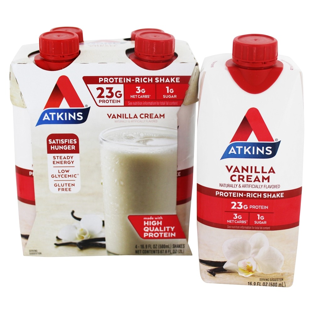 Creme de baunilha com alto teor de proteína e RTD - Pacote 4 Atkins