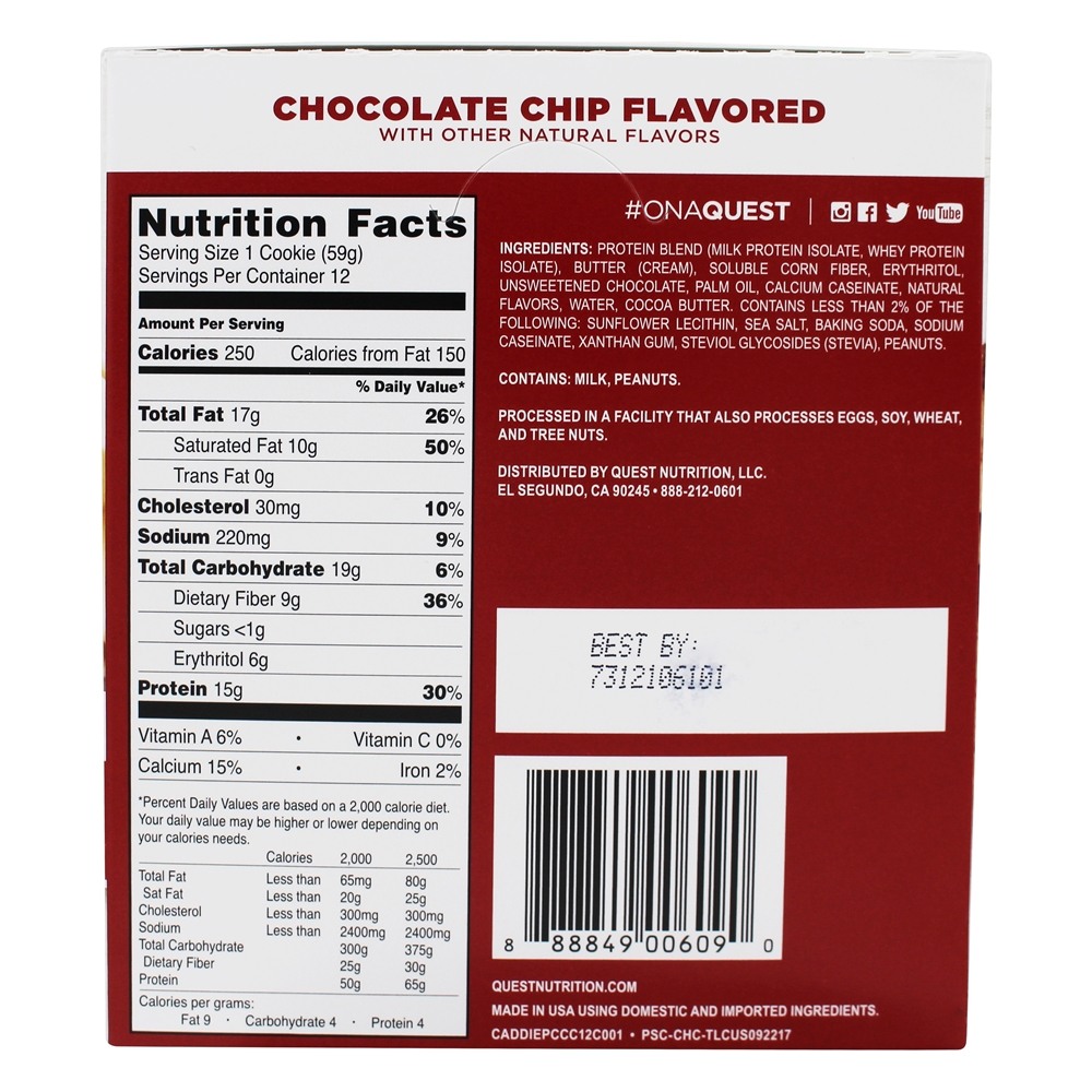 Proteína Biscoito Caixa Chocolate Lasca - 12 Cookies Quest Nutrition - Imagem 2