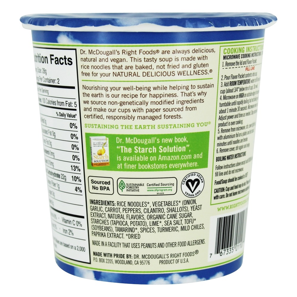 Vegan Almofada Tai Macarrão Sopa - 2 oz. Dr. McDougall's - Imagem 2