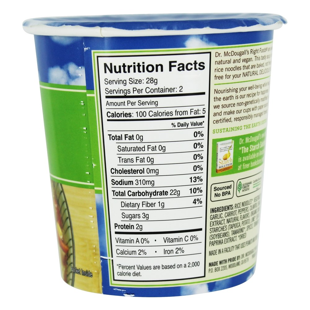 Vegan Almofada Tai Macarrão Sopa - 2 oz. Dr. McDougall's - Imagem 3