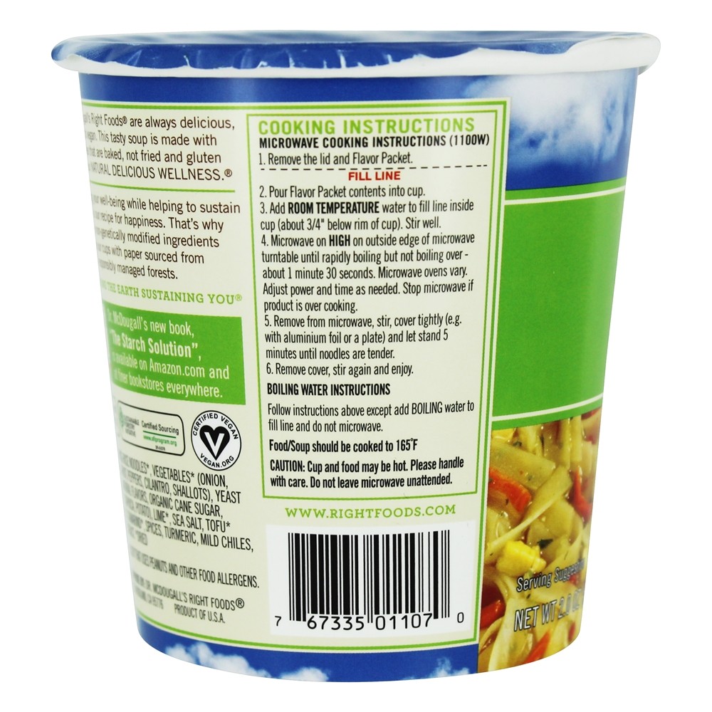 Vegan Almofada Tai Macarrão Sopa - 2 oz. Dr. McDougall's - Imagem 4