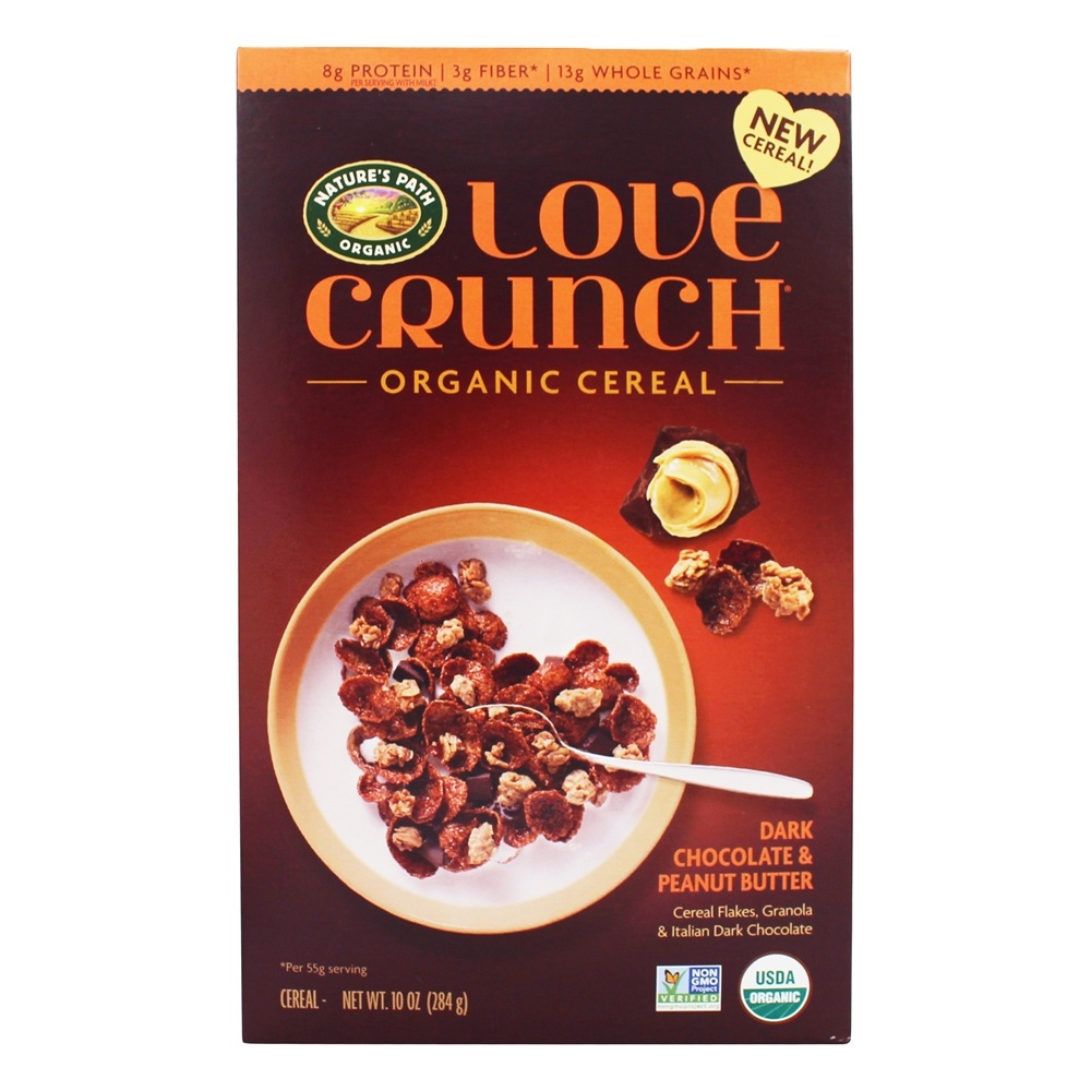 Love Crunch Organic Cereal Chocolate Escuro e Manteiga de Amendoim - 10 oz. Nature's Path Organic