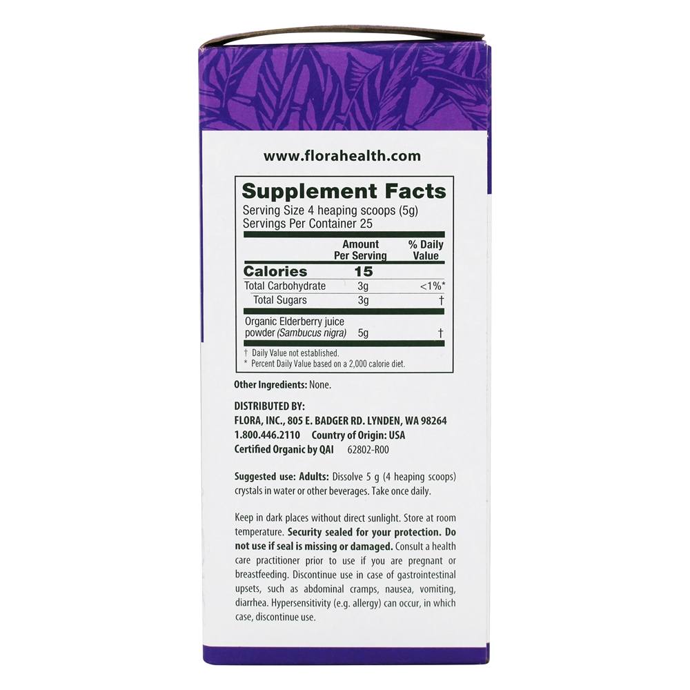 Suporte de imune orgânico em pó para cristais de sabugueiro - 4.4 oz. Flora - Imagem 2