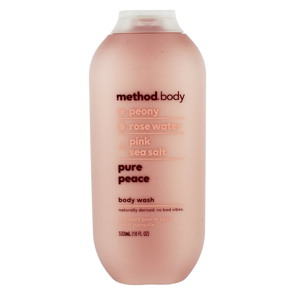 Pure Peônia de lavagem do corpo de paz, água de rosas e sal do mar rosa - 18 fl. oz. Method