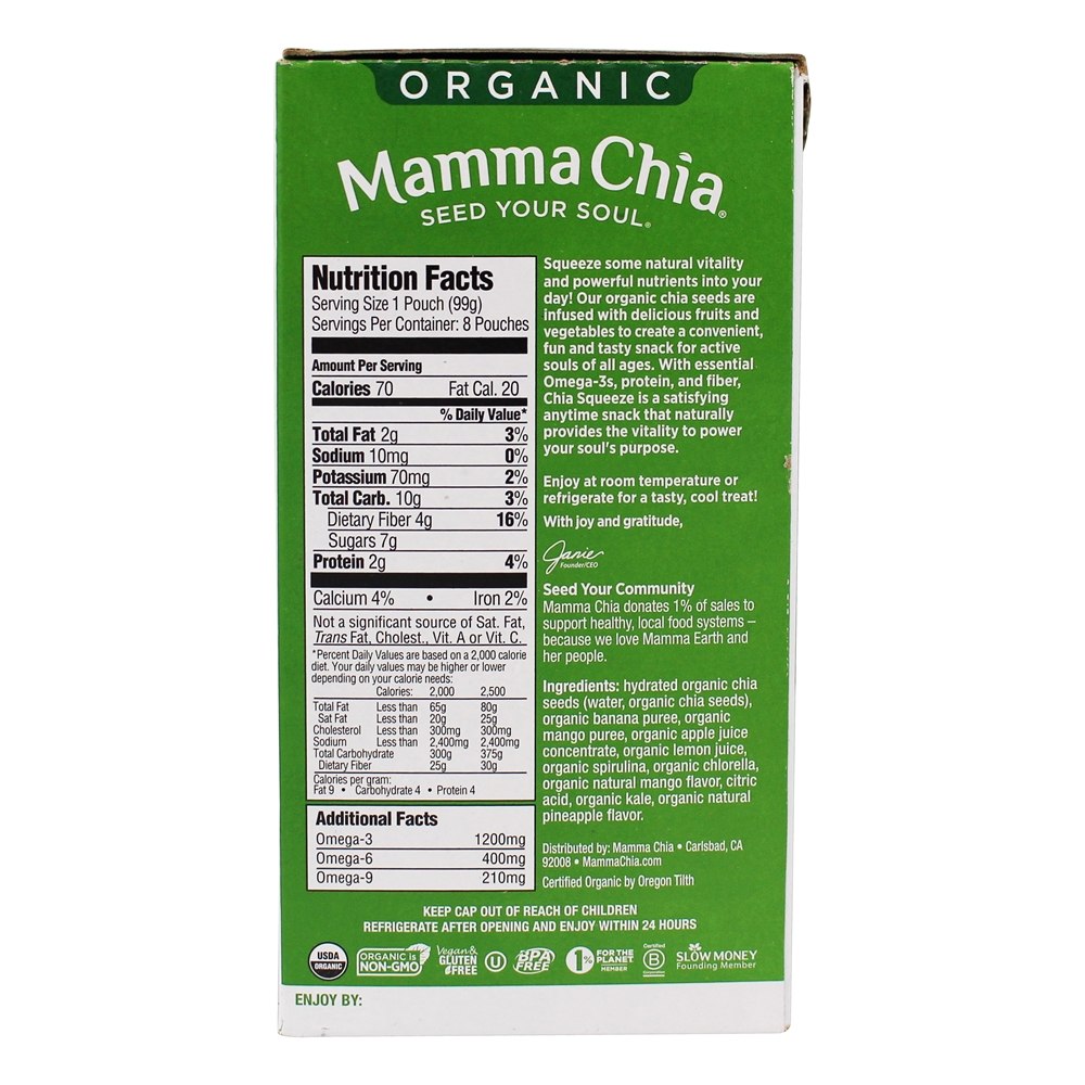 Orgânico Chia Espremer Vitalidade Lanches Caixa Verde Magia - Pacote 8 Mamma Chia - Imagem 2