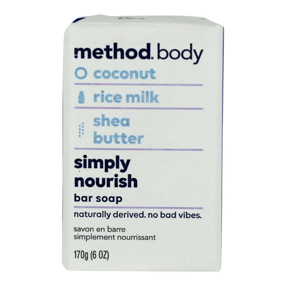 Simplesmente Nourish Sabonete em barra com coco, leite de arroz e manteiga de karité - 6 oz. Method