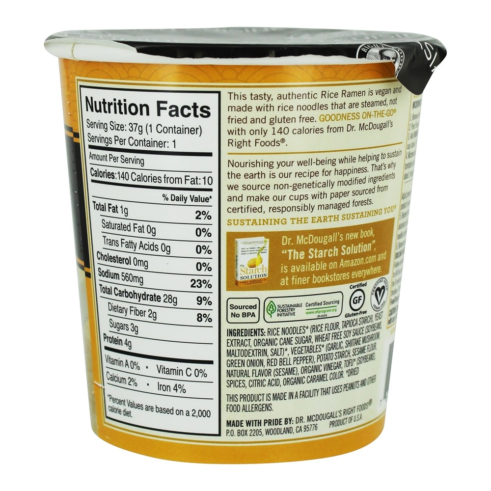 Sopa de Ramen de arroz sem glúten Sabor de frango de gergelim - 1.3 oz. Dr. McDougall's - Imagem 2