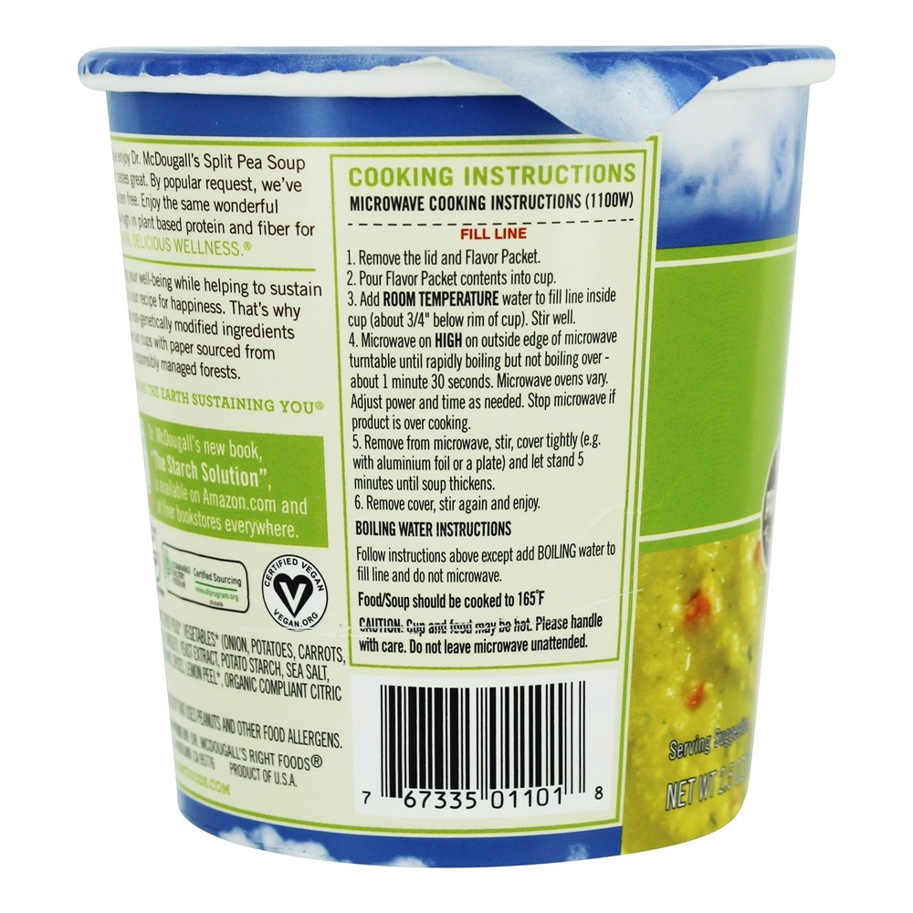 Sopa de ervilha vegan - 2.5 oz. Dr. McDougall's - Imagem 3