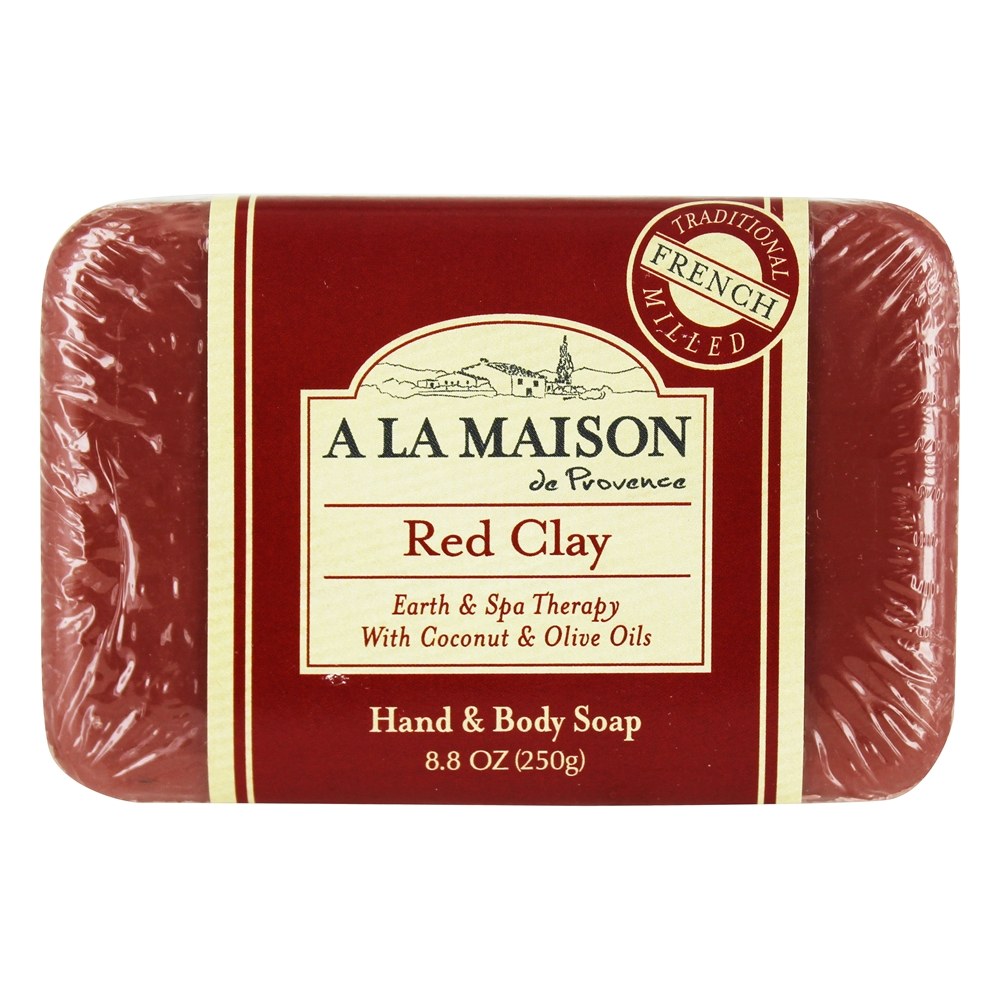 Sabonete francês tradicional para barba e corpo Argila vermelha com coco e azeite de oliva - 8.8 oz. A La Maison