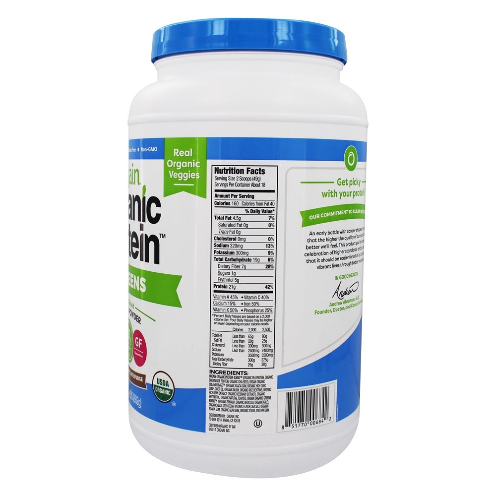 Proteína Orgânica e Verdura De Mistura De Chocolate - 1.94 lbs. Orgain - Imagem 2