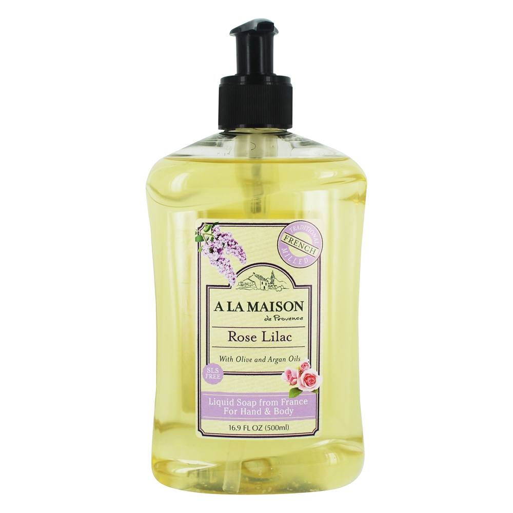 Sabão Líquido Fresco Francês Tradicional para Mão e Corpo Lilás Rosa com Óleos de Azeitona e Argan - 16.9 fl. oz. A La Maison