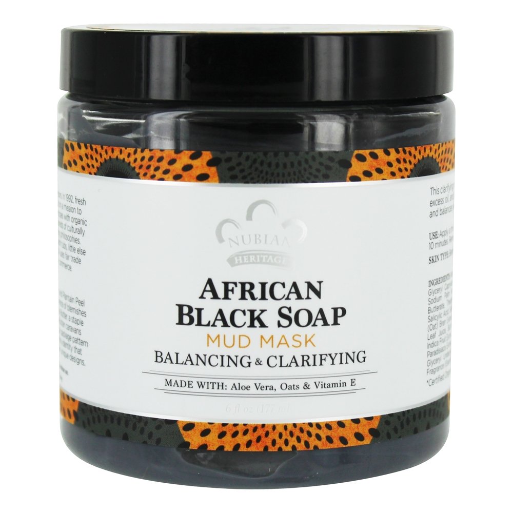 Sabonete Preto Africano Máscara De Lama Facial Equilibrante E Clarificante - 6 fl. oz. Nubian Heritage
