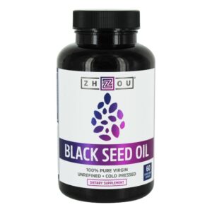 100 % Pure Óleo de semente negra virgem - 60 Cápsula (s) líquida (s) vegetal (s) Zhou