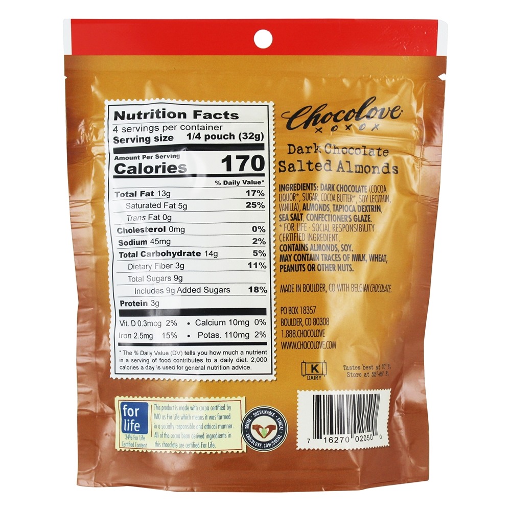 55 Amêndoas com Chocolate Amargo com Cacau - 4.5 oz. Chocolove - Imagem 2