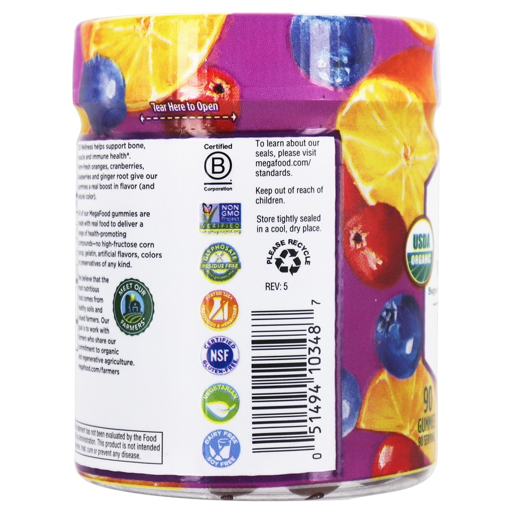 Vitamina D3 Bem-Estar Óssea, Músculo e Imune Health Support Fruta Mista 1000 IU - 90 Gummies MegaFood - Imagem 4
