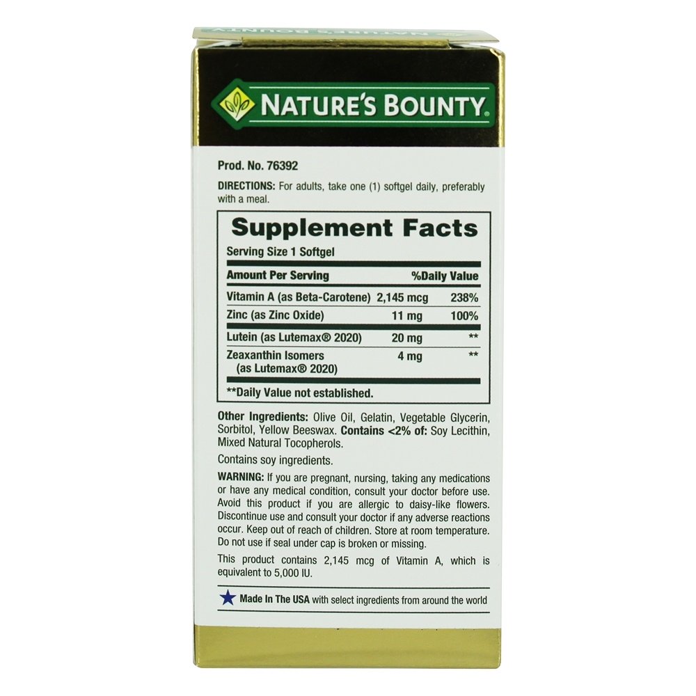 Lutein Blue Barreira Contra a Luz Azul - 30 Softgels Nature's Bounty - Imagem 3