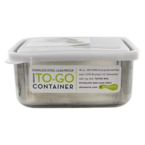 Recipiente To-Go Médio Médio de Aço Inoxidável com Tampa à Prova de Vazamento Transparente - 30 oz. U Konserve