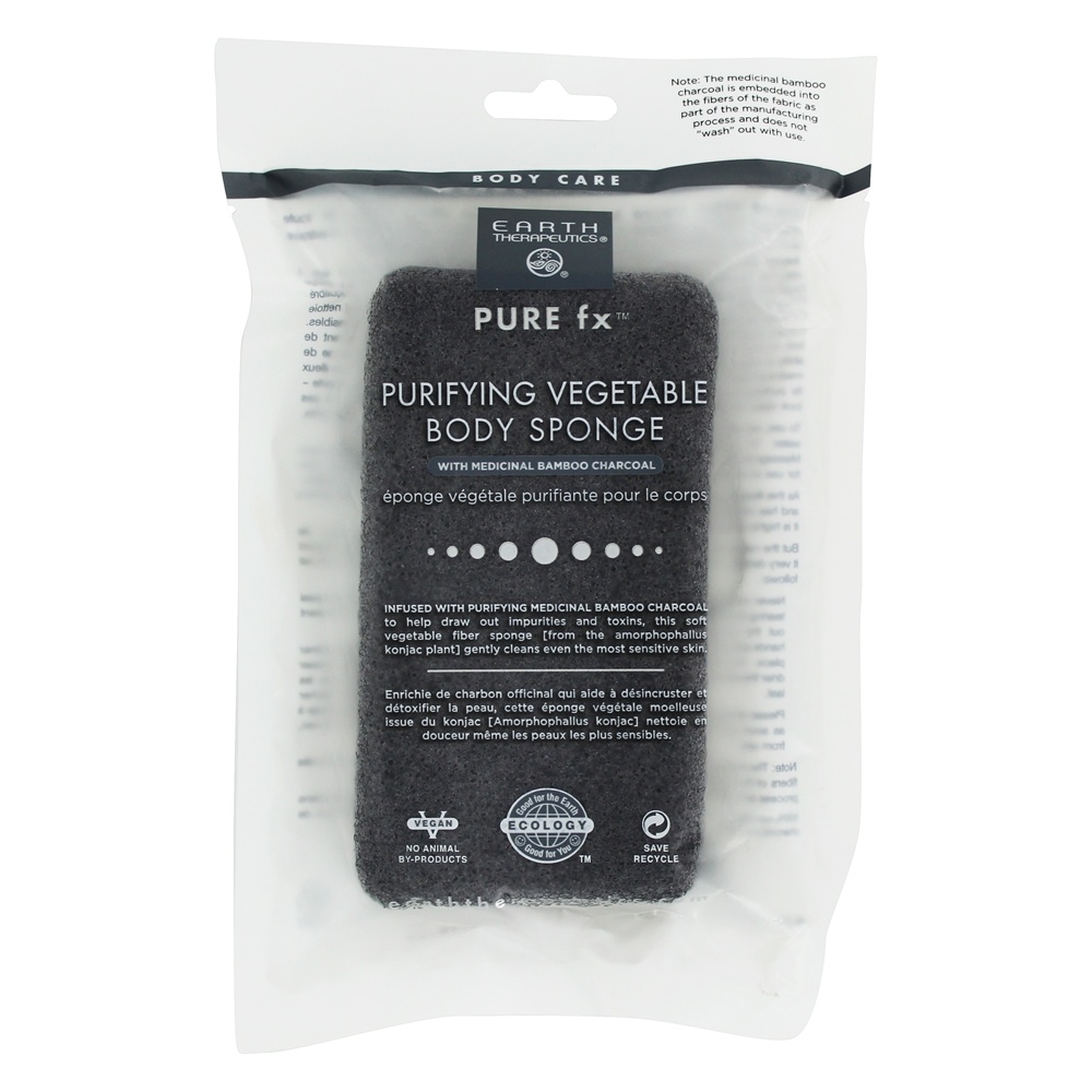 Pure fx Esponja corporal purificadora de vegetais com carvão vegetal de bambu Earth Therapeutics