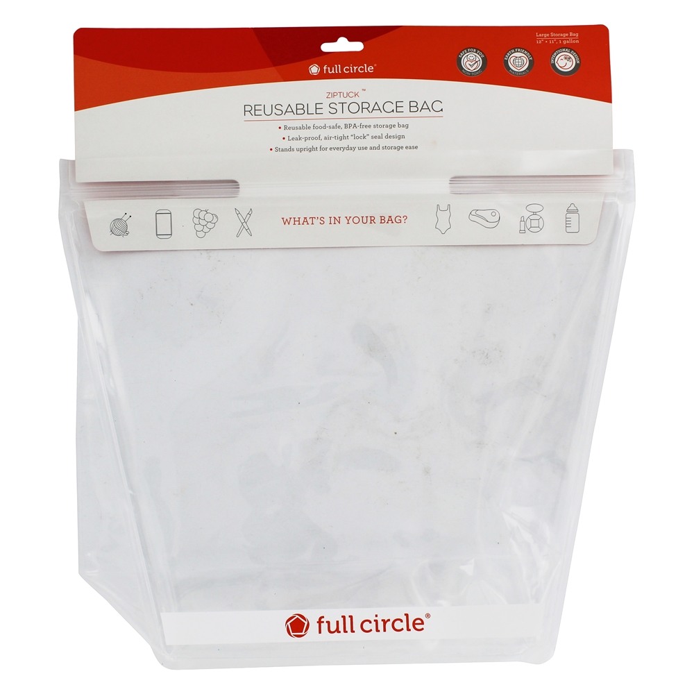 Saco de armazenamento grande reutilizável ZipTuck claro - 1 galão Full Circle