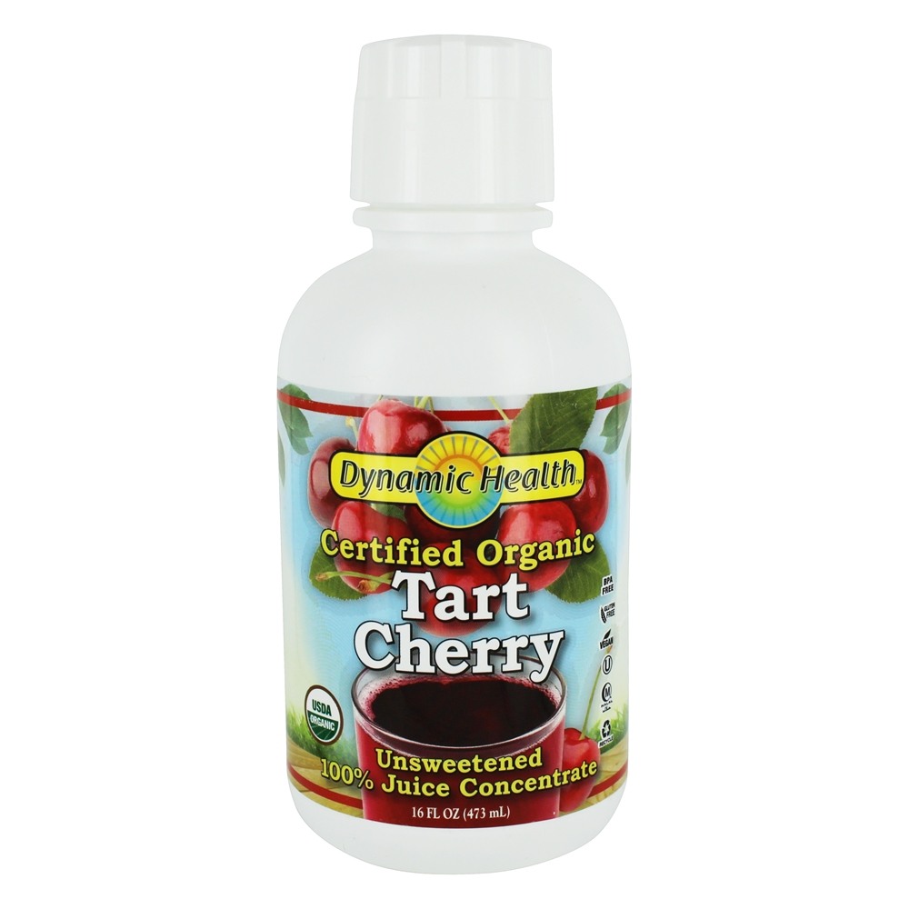 Cereja azeda orgânica certificada 100 % Concentrado de suco sem açúcar - 16 fl. oz. Dynamic Health