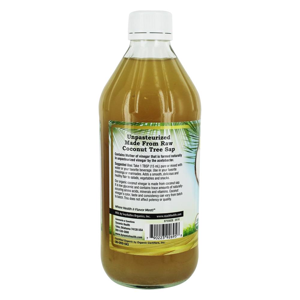 Vinagre de coco orgânico 100 % com mãe - 16 fl. oz. Dynamic Health - Imagem 3
