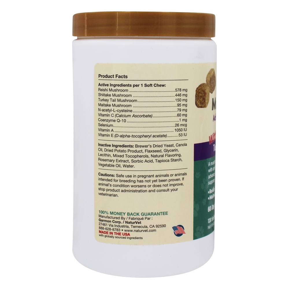 Cogumelo Max Suporte Imunológico Avançado Para Gatos e Cães com Cauda Peruana - 120 mastigação suave NaturVet - Imagem 2