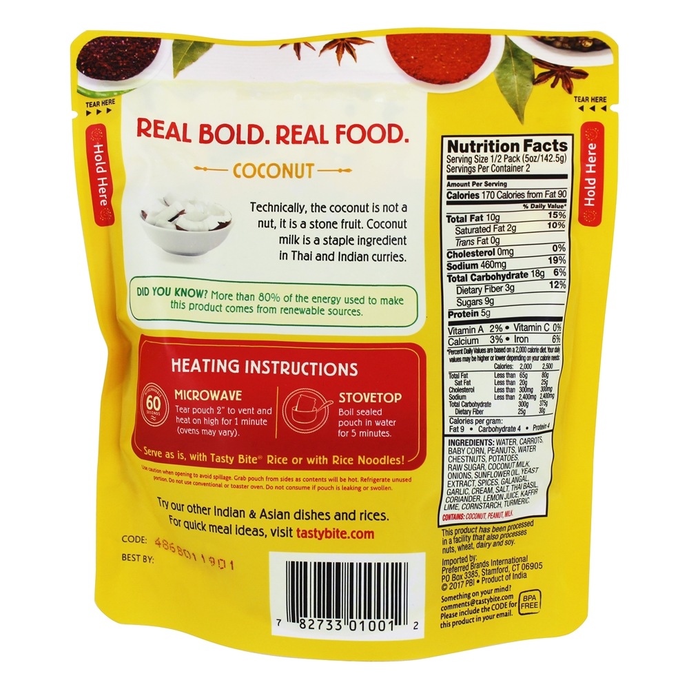 Amendoim Vegetal Tailandês - 10 oz. Tasty Bite - Imagem 2