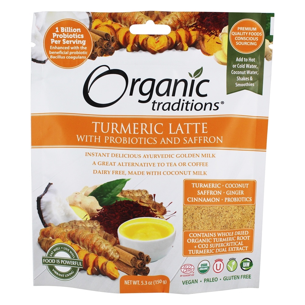 Açafrão em pó Latte com probióticos e açafrão - 5.3 oz. Organic Traditions