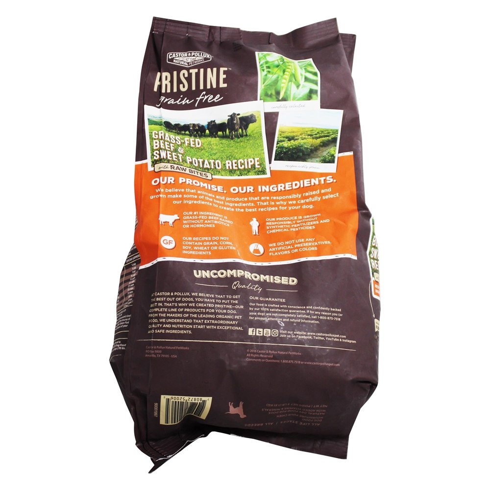 Primitivo Grão Livre Secar Cão Comida Grama-Alimentado Carne e Doce Batata Receita com Cru Mordidas - 4 lbs. Castor & Pollux - Imagem 3