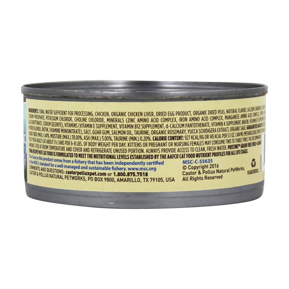 Grão Pristine Free Cat enlatados Food Patê Atum Receita - 5.5 oz. Castor & Pollux - Imagem 2