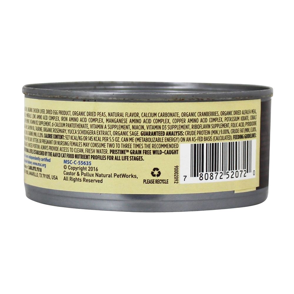 Grão Pristine Free Cat enlatados Food Patê Atum Receita - 5.5 oz. Castor & Pollux - Imagem 3