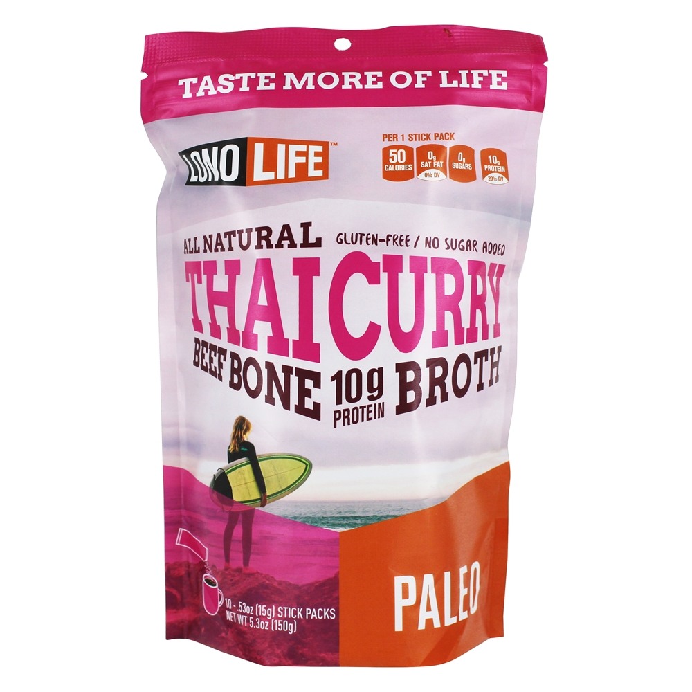 Tudo Natural Paleo Beef osso caldo de carne em pó Thai Curry - 10 Pacote (s) de Bastão LonoLife
