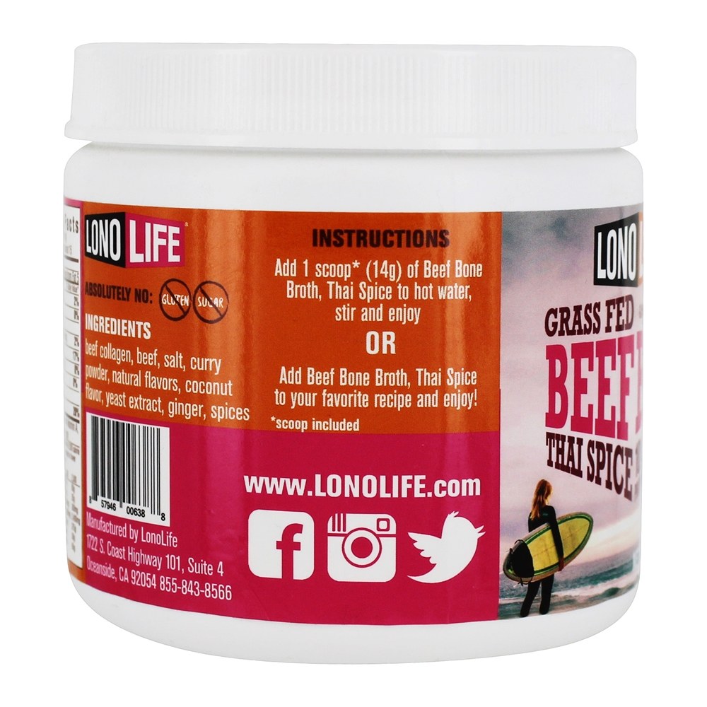 Grama Fed Paleo carne osso caldo de carne em pó Thai Spice - 8 oz. LonoLife - Imagem 3
