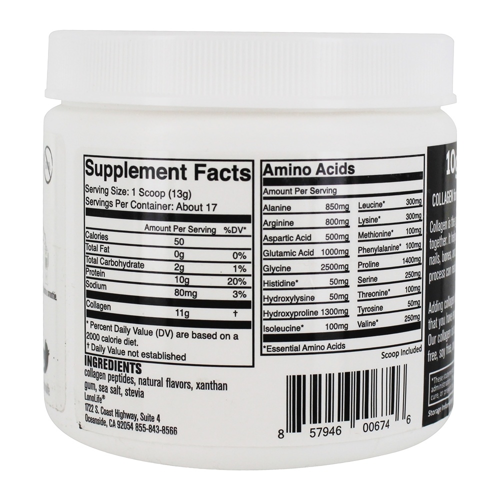 Baunilha do pó dos Peptides do colagénio de Grass Fed - 8 oz. LonoLife - Imagem 2
