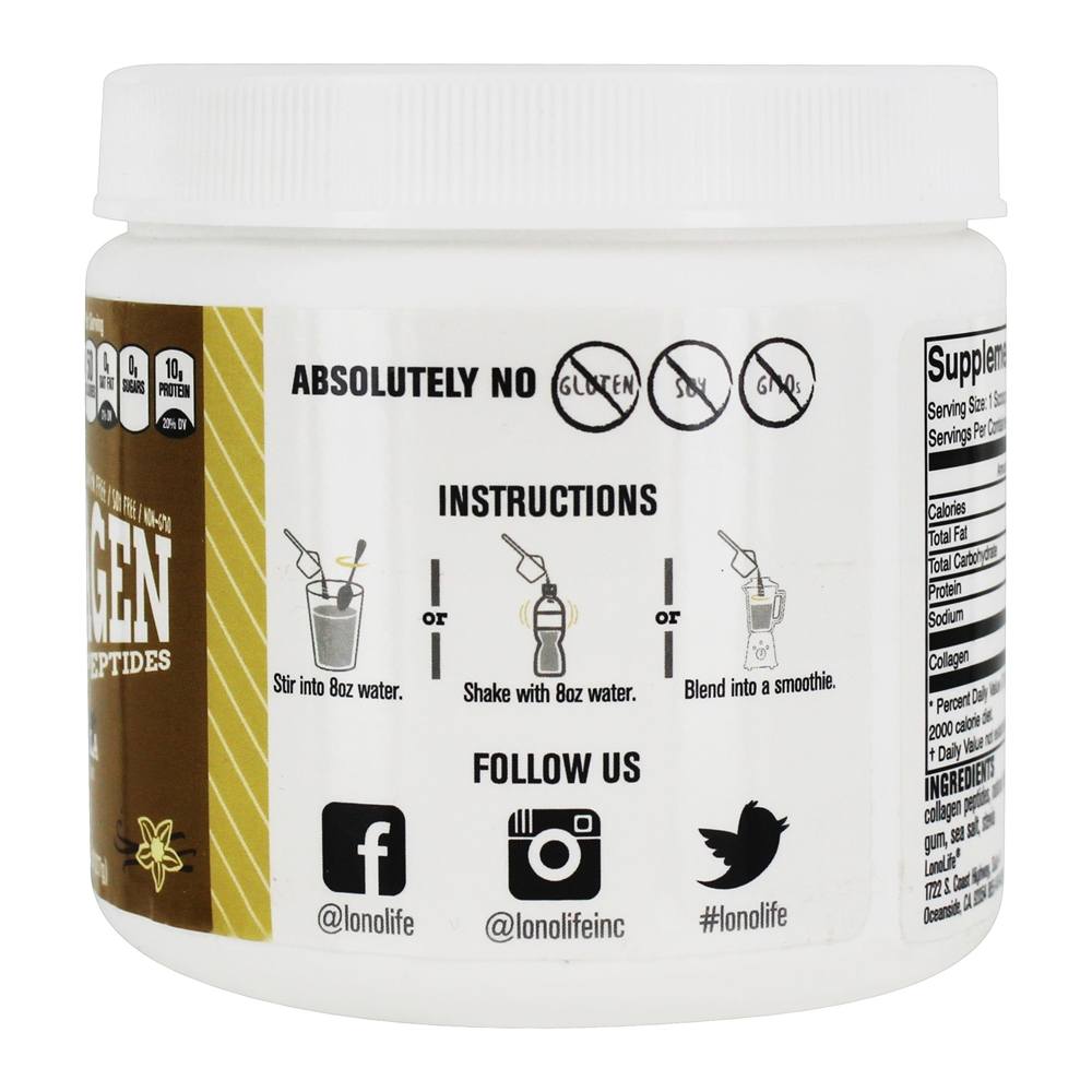 Baunilha do pó dos Peptides do colagénio de Grass Fed - 8 oz. LonoLife - Imagem 4
