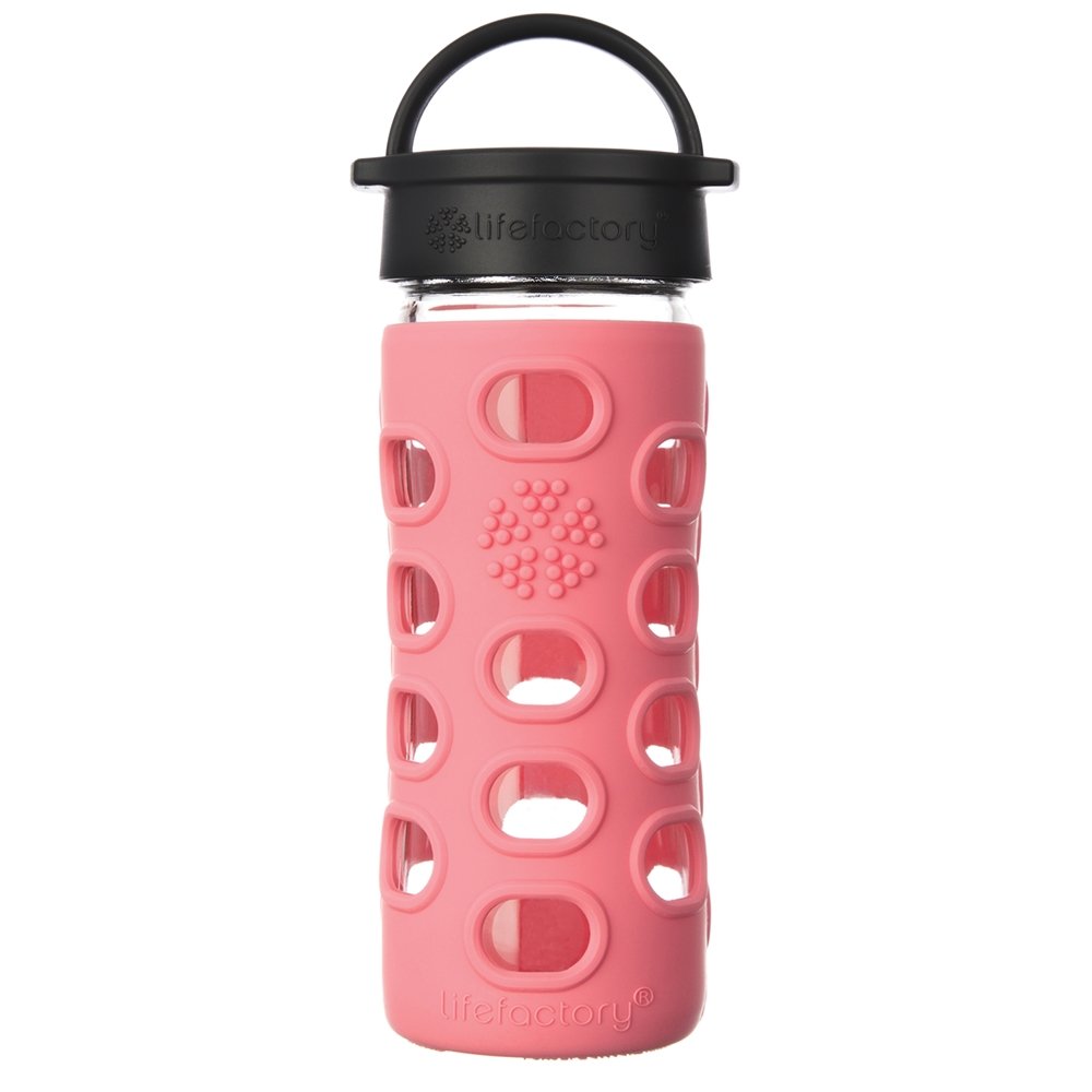Garrafa de Água de Vidro com Tampa Clássica e Manga em Silicone 2.0 Coral - 12 fl. oz. Lifefactory