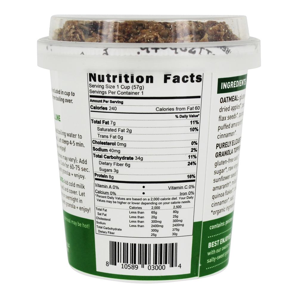 Sem glúten Aveia Superfood Maçã Cinnamon Pecan - 2 oz. Purely Elizabeth - Imagem 3