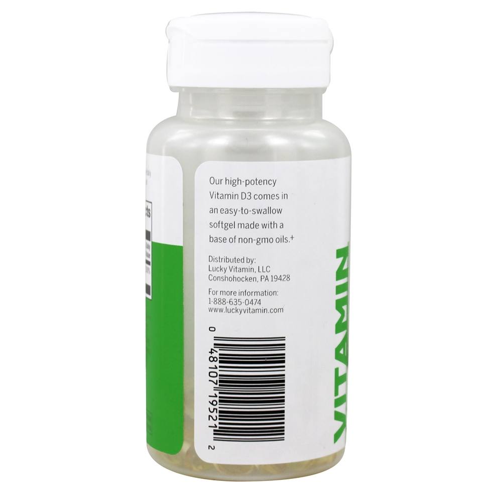 Vitamina D3 10000 UI - 90 Softgels LuckyVitamin - Imagem 3
