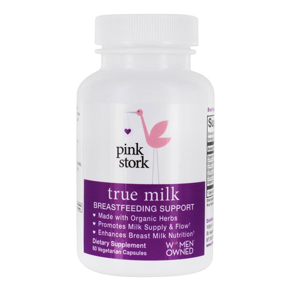 Suporte para Amamentação com Leite Verdadeiro - Cápsulas vegetarianas 60 Pink Stork