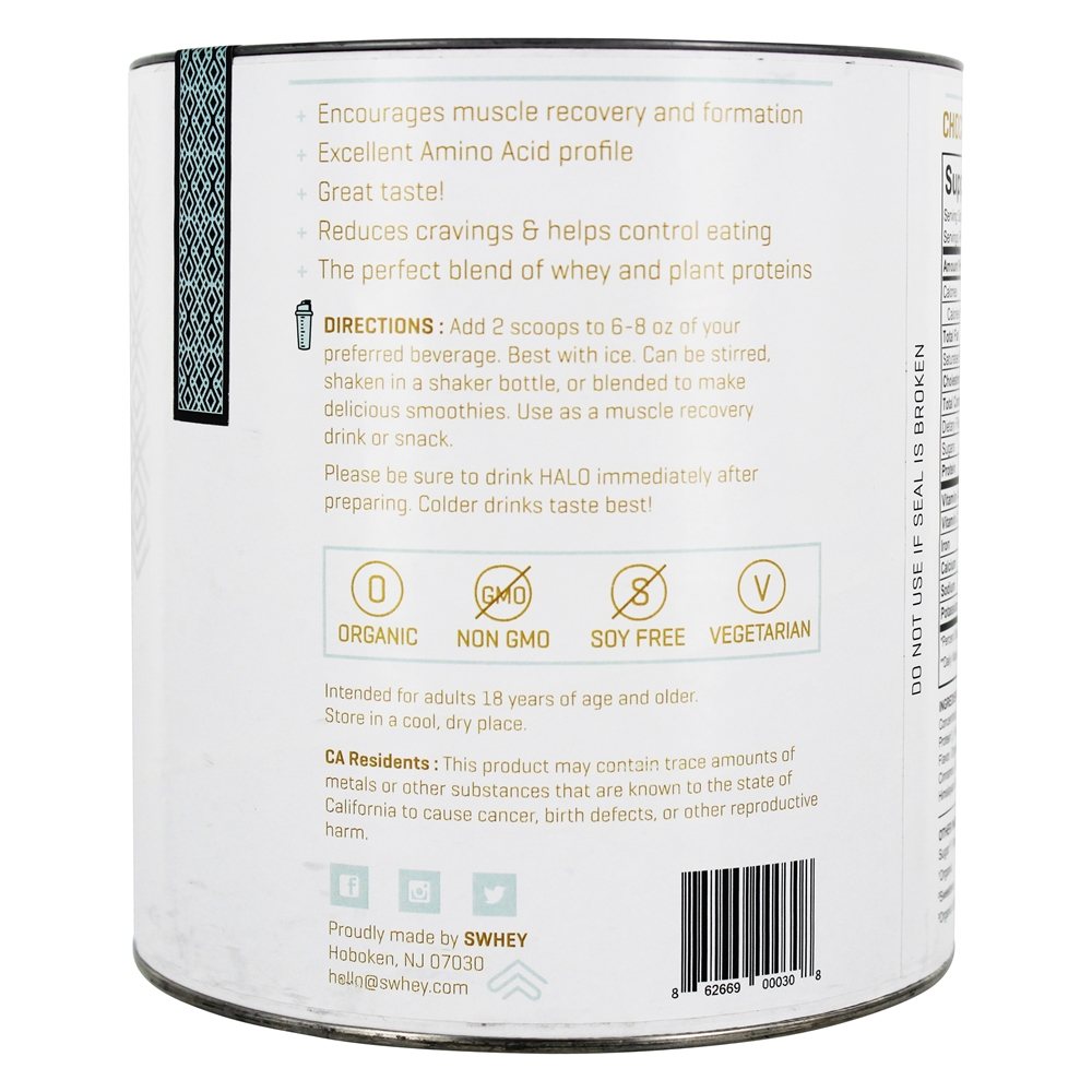 Halo Orgânico Proteína Superfoo Pó Cru Cacau & Coco - 15.06 oz. Swhey - Imagem 3