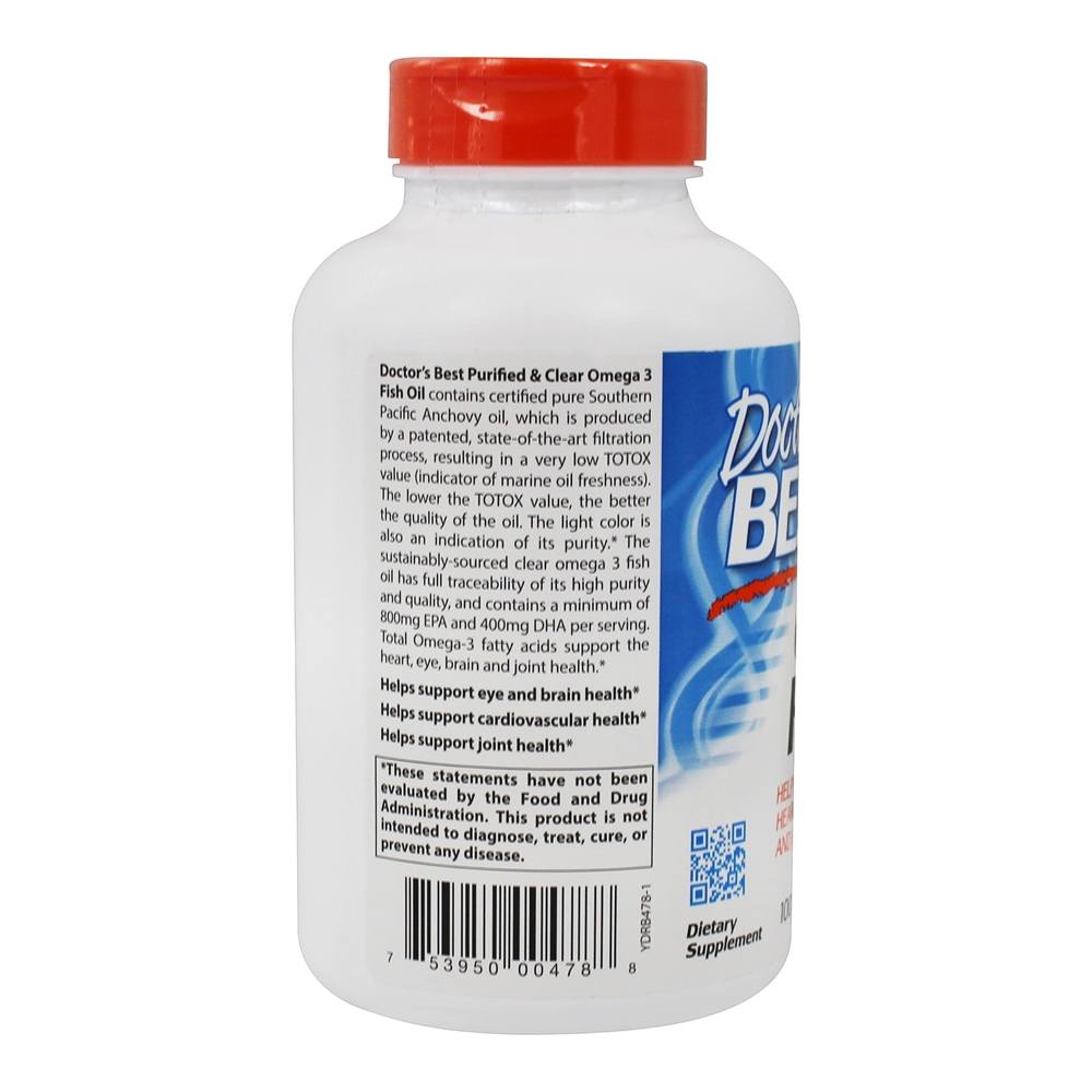 Purificado e limpo Omega - 3 Óleo de peixe 1000 mg. - 120 Softgels Doctor's Best - Imagem 3