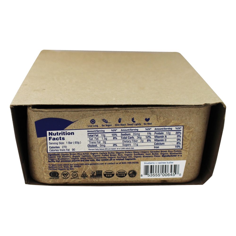 Organic MacroBar Box Blissful Amanhecer Mirtilo + Caju - 12 Barras GoMacro - Imagem 2