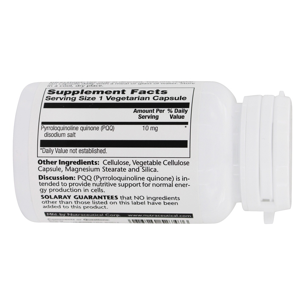 PQQ Pirroloquinolina Quinona 10 mg. - Cápsulas vegetarianas 30 Solaray - Imagem 3