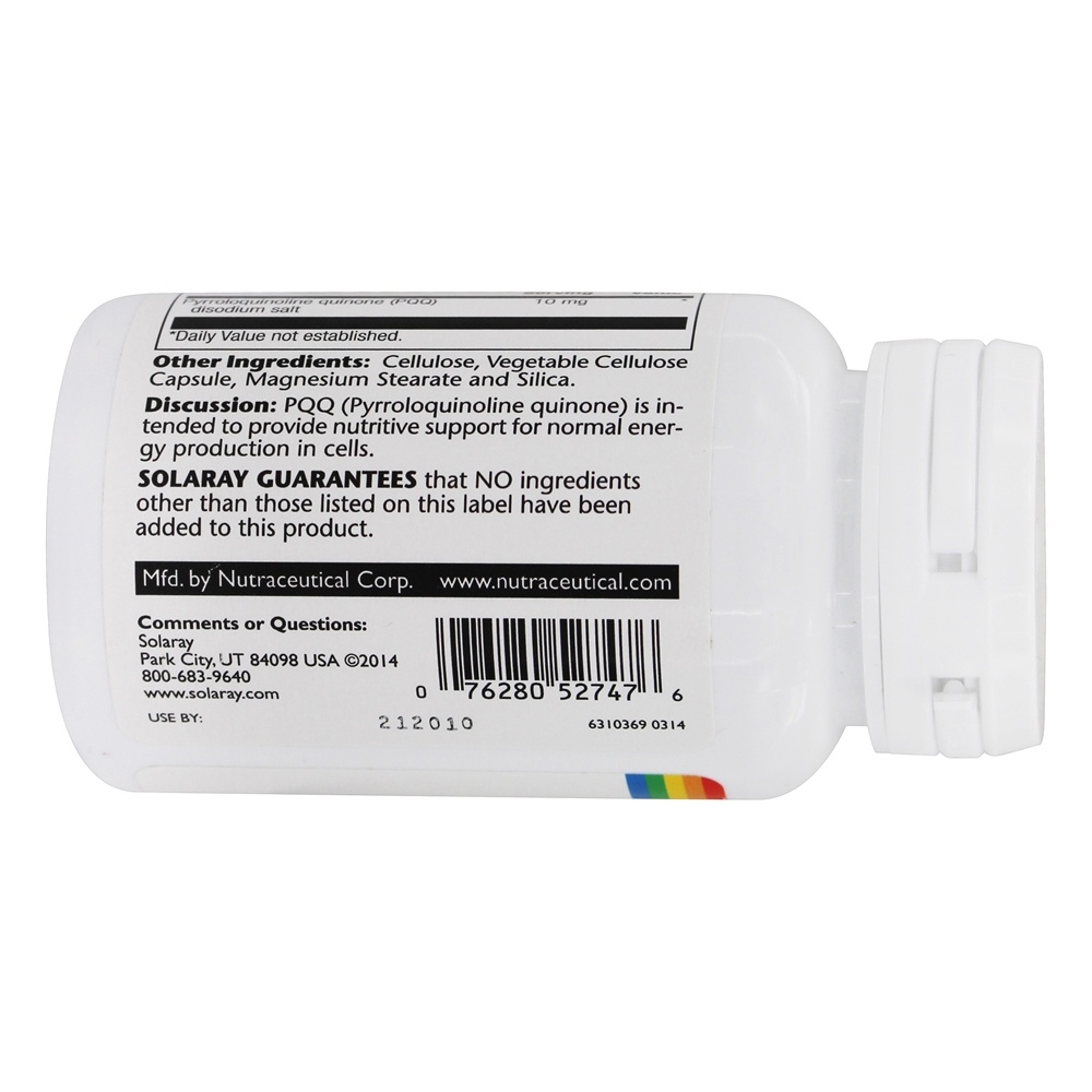 PQQ Pirroloquinolina Quinona 10 mg. - Cápsulas vegetarianas 30 Solaray - Imagem 4
