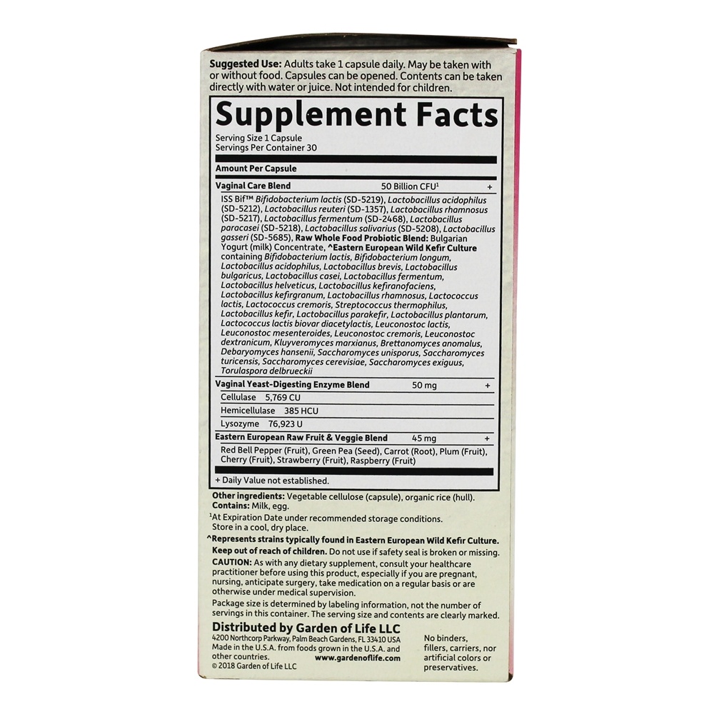 Raw Probiotics Cuidado Vaginal 50 Bilhões de UFC - Cápsulas vegetarianas 30 Garden of Life - Imagem 3