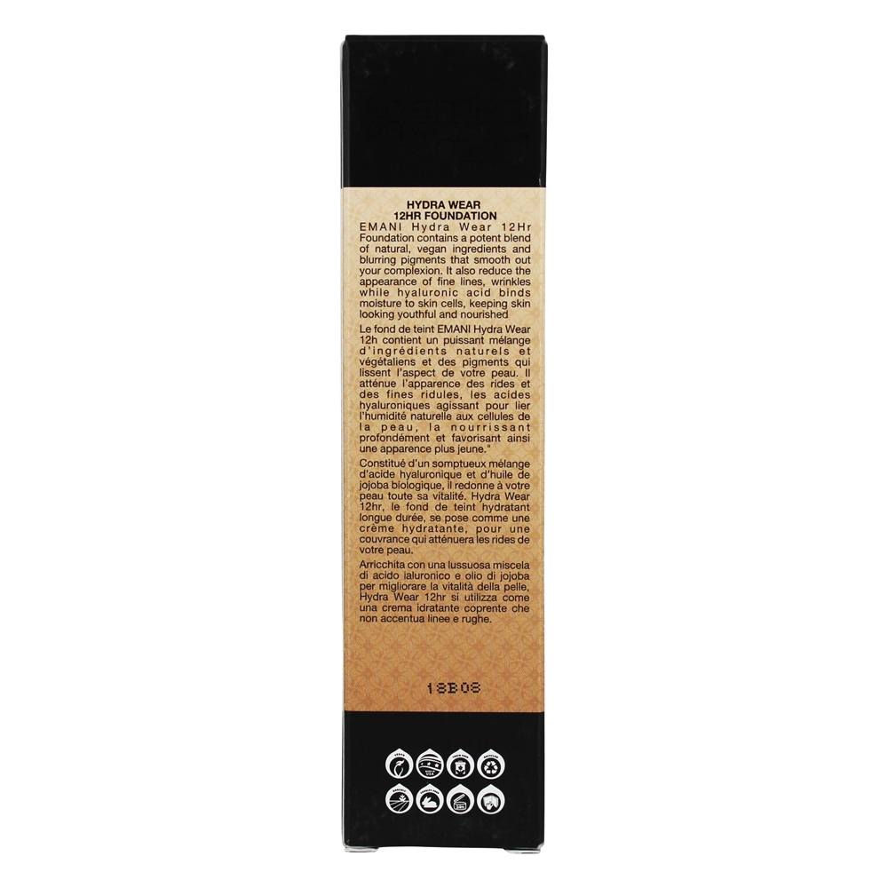 Vegan Hydra Wear 12hr Fundação Areia Bege - 1 fl. oz. Emani - Imagem 4