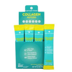 Peptídeos de colágeno em pó sem sabor alimentado com capim 8000 mg . - 22 Pacote (s) de Bastão Further Food