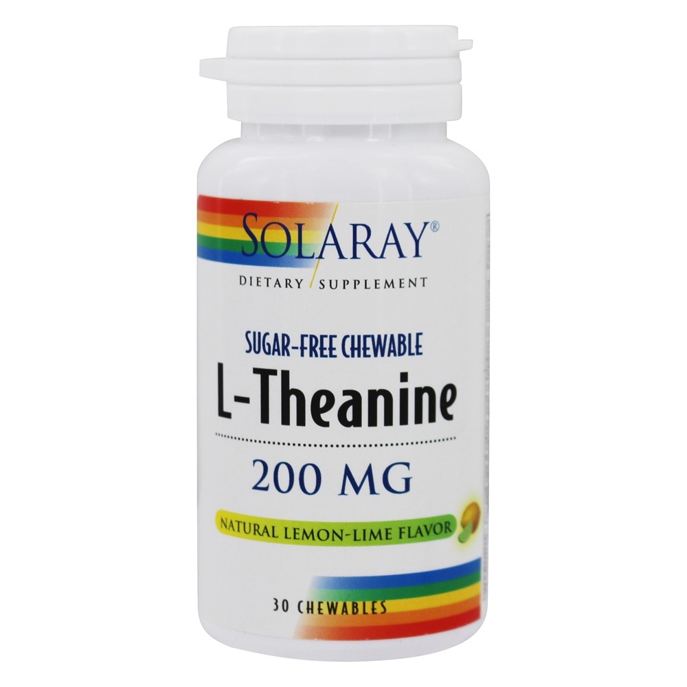 L-teanina Sem Limão Natural de Açúcar Mastigável 200 mg. - 30 Mastigáveis Solaray